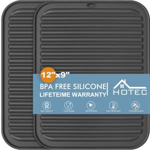 HOTEC 446℉ Heat Resistant BPA Free Silicone Trivets for Hot pots and Pans, for Kitchen Counter Dish Drying Mat, Set of 2 Dark Grey