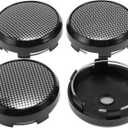ACROPIX 4 Pcs Wheel Center Caps Hub Caps Rim Center Caps 2.42" 2.6" Wheel Caps Hubcap Center Covers Black with Gradient Grid Logo Plastic 6 Clips Black