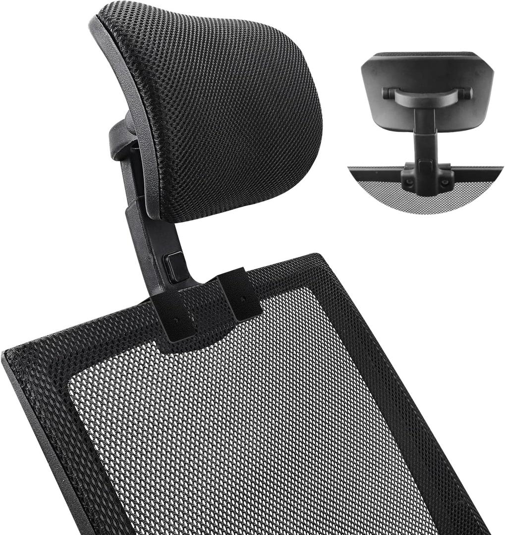 Office Chair Headrest Attachment Universal, Head Support Cushion for Any Desk Chair, Elastic Sponge Head Pillow for Ergonomic Executive Chair, Adjustable Height & Angle Upholstered, Chair Not Included