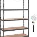 VEVOR Storage Shelving Unit, 5-Tier Adjustable, 2000 lbs Capacity, Heavy Duty Garage Shelves Metal Organizer Utility Rack, Black, 48" L x 18" W x 72" H for Kitchen Pantry Basement Bathroom Laundry