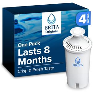 Brita Standard Water Filter for Pitchers and Dispensers, BPA-Free, Reduces Copper, Cadmium and Mercury Impurities, Lasts Two Months or 40 Gallons, Includes 3 Filters for Pitchers