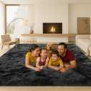 6x9 Rugs for Living Room, Rugs for Bedroom,Plush Fluffy Carpet, Non-Slip Upgrade Dark Grey Rug,Can Also be Used in Home Decor Aesthetics,Kids Rooms and Dorm Rooms.