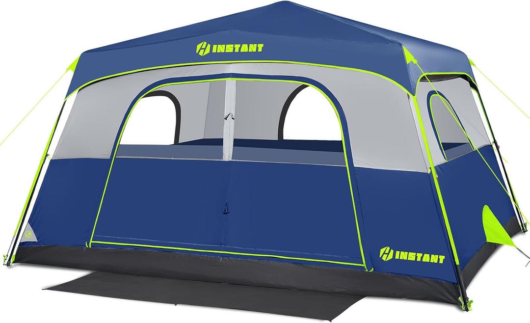 8 Person Instant Tent, Waterproof Pop Up Tents for Camping with Rainfly, 60 Seconds Easy Setup, Automatic Cabin Tent for Family Camping with Expandable Carry Bag & Upgraded Ventilation, Blue