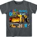 Kids4ever Boys T-Shirts Cotton Alphabet Truck Pattern Short Sleeve Toddler Tee Shirt for 2-6 Years Old (Gray)