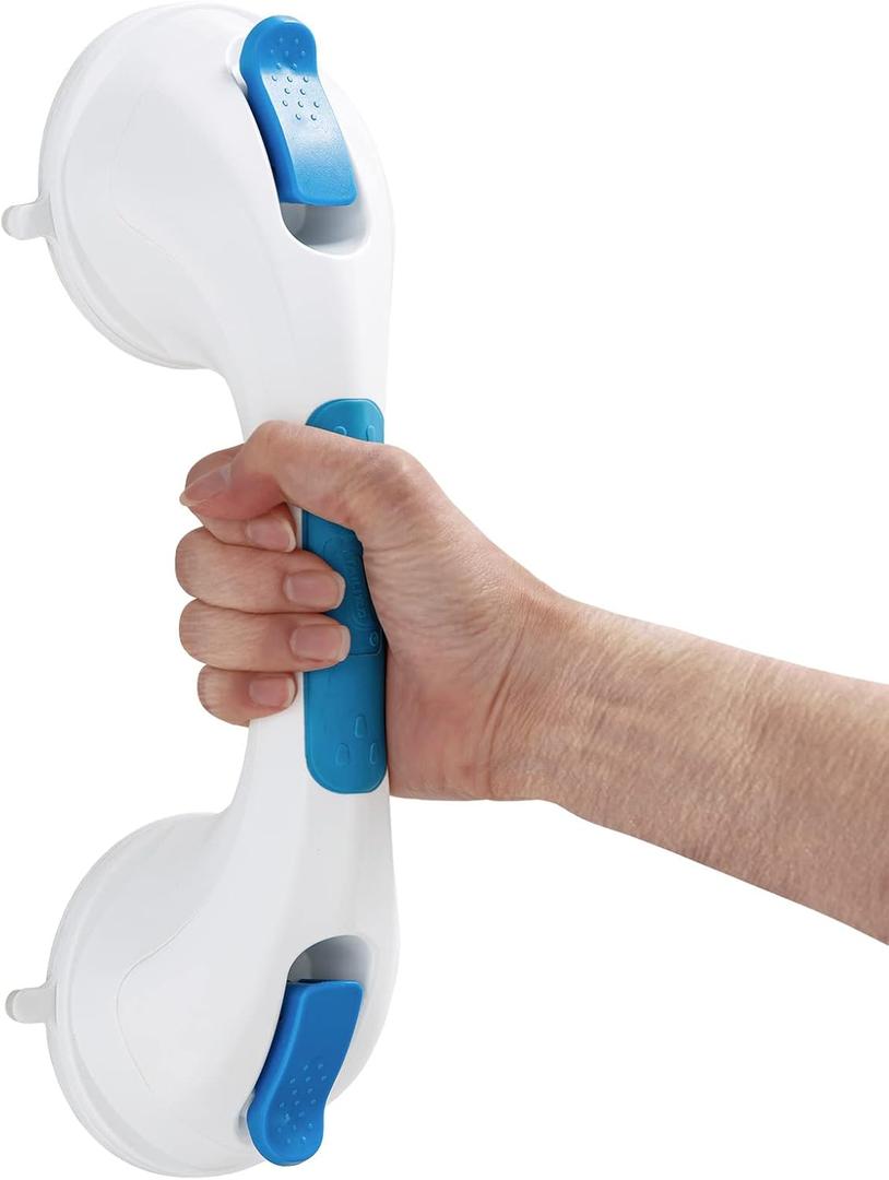 TAILI Shower Grab Bar Suction Grab Bars for Bathtubs and Showers for Elderly, Bath Handle for Seniors Bathroom Safety Handles for Elderly, Handicap Balance Assist Bath Grip No Drilling Removable (12.2", Blue)