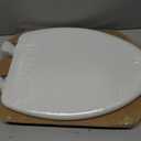 Mayfair Linden Slow Close Toilet Seat, Non Slip Heavy Duty Wood, Easy Install, Elongated, White