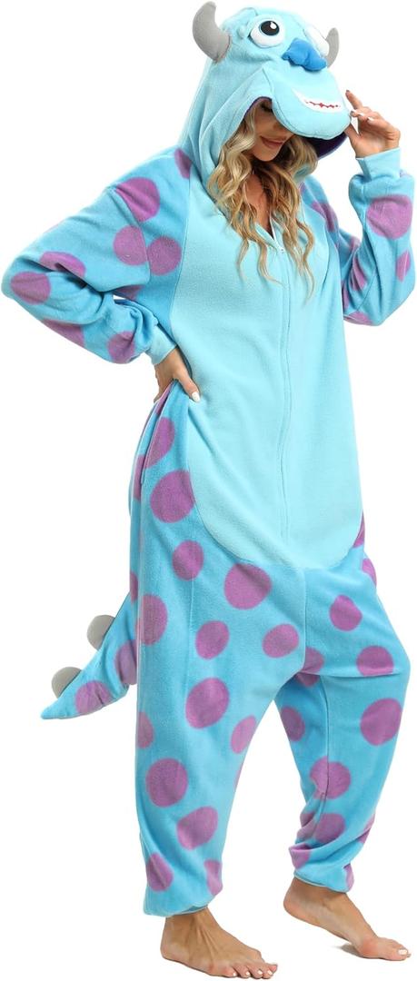 NAITOKE Adult Animal Onesie Halloween Costume Cosplay One-Piece Pajamas Women Man Teens (Medium, Blue Purple)