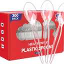 JOLLY CHEF [300 Count] Clear Plastic Spoons, Heavy Duty Disposable Spoons Utensils, Clear Plastic Silverware Bulk for Party, Birthday, Wedding, Thanksgiving