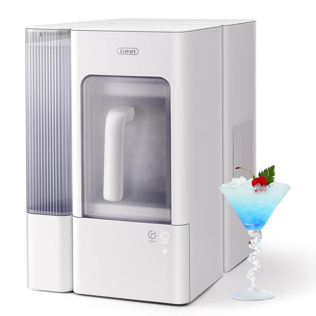Gevi Adella Nugget Ice Maker 40lbs/Day,Countertop Pellet Ice Machine,Large Gallon Side Water Tank&Self-Cleaning,Pellet Ice Machine with Scoop&Basket for Home/Kitchen/Office