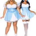 Leg Avenue Womens Gingham Dress Halloween Costume with lace up front and attached apron (Blue, XXXL)