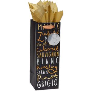 Papyrus 14" Wine Gift Bag with Tissue Paper (Wine Variety) for Birthdays, Weddings, Bridal Showers and All Occasions (1 Bag, 4-Sheets)