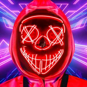2 x KZATVECY Halloween LED Purge Mask for Adults Scary Light Up Mask for Men Women Cosplay Costume Masquerade Parties Gift (Red)