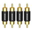 VANAUX 4PCS RCA Male to Male Coupler,Barrel Connectors Subwoofer RCA Adapter Gold Plated for HDTV,Speakers, Amplifiers, Car Audio-Black