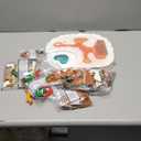 Christmas Gingerbread House Building Set with Magnetic Base, Magnetic Santa Claus Interactive Christmas Tree with Music and Snowmen Building Block Toy Holiday Train Gift for Kids or Adults