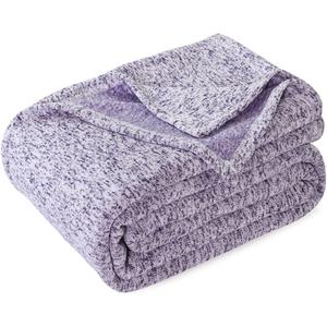 KAWAHOME Summer Sweatshirt Blanket King Size for Bed-Lightweight Breathable Blankets, Soft Thin Knit Jersey Blanket for Hot Sleepers, 108 X 90 Inches, Heather Purple