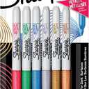 Sharpie Metallic Permanent Markers, Fine Tip, Assorted Colors, 6 Count - Arts & Crafts, Quick Drying, Great for Dark Surfaces
