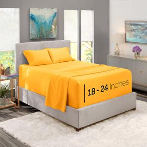 Nestl King Size Sheet Set, 4 Piece Extra Deep Pocket (18-24 inches), Microfiber, Hotel Luxury, Soft, Breathable, Wrinkle-Free, Easy to Care, Yellow