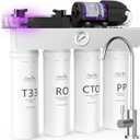 SimPure T1-400UV Tankless Reverse Osmosis System with UV, NSF/ANSI 58 Certified, Under Sink RO Water Filter System 400 GPD, 8 Stage Filtration Near 0 TDS, Built-in Pump, BPA Free, 1.5:1 Pure to Drain