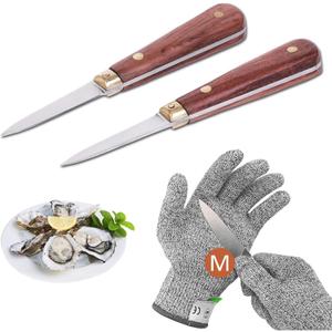 Oyster Shucking Knife,Oyster Knife,SPEENSUN Full Tang Not Easy to Break And Bend,More Secure with Oyster Shucking Glove ( 2Knife And 1Glove M )