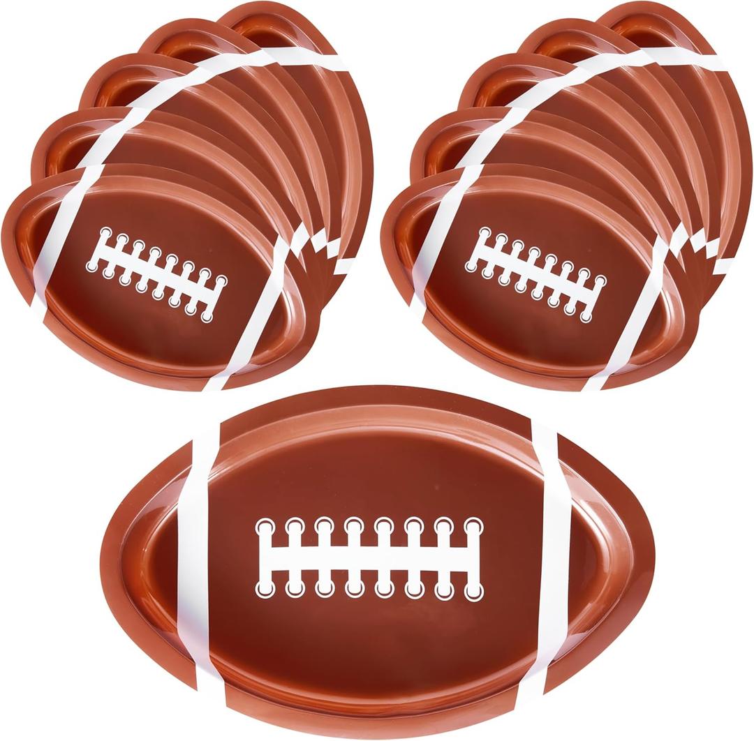 JOYIN 12 Pcs Football Plastic Trays, 11.5" X 7.5" Football Snack Trays & Platter, Sports Event Tailgate Party Supplies