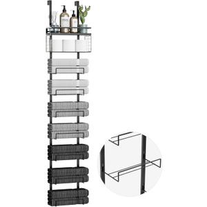 Towel Racks for Bathroom Over The Door Towel Racks Towel Storage Organizer with Metal Shelf Basket for Bathroom Rv Camper (9-Tier Black)