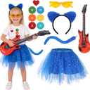 12pcs Blue Cat Costume, Book Character Costumes for Kids with Blue Cat Ears and Tail Tutu Set for Halloween Reading Book Day