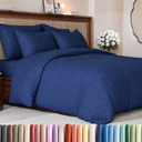 Duvet Cover Queen Size Set - Extra Soft Queen Duvet Cover 90" x 90" with 2 Pillow Shams - Hotel Luxury, Easy Care & Fade Free w/Zipper Closures & Ties - All Season, Comfy and Breathable (Navy Blue Poka Dot)
