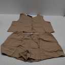 BMJL Women's Summer Two Piece Outfits Sleeveless Matching Sets Button Down Crew Neck Vest Business 2025 with Pockets Shorts, XL, Khaki216