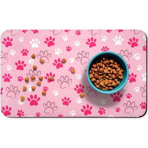 Dog Food Mat, Absorbent Water Bowl Mats Cat Pet Feeding Placemats Pink 12 * 20 inch