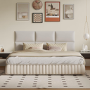 6-Piece Wall Mount Headboard Kit - White Peel and Stick Upholstered Headboard for Queen Size Bed, Floating Bed Backboard, 24" x 12" Panels, Artificial Leather