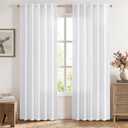 MIULEE Faux Linen Curtains 90 Inch Length 2 Panels Natural White Semi Sheer Curtain with Back Tab Rod Pocket, Light Filtering Window Privacy Burlap Drapes for Living Room Bedroom 42W x 90L