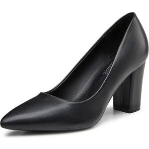 Heel The World Women's High Chunky Block Closed Toe Heels,Slip On Pointed Toe Work Dress Office Wedding Party Pumps Shoes (8)