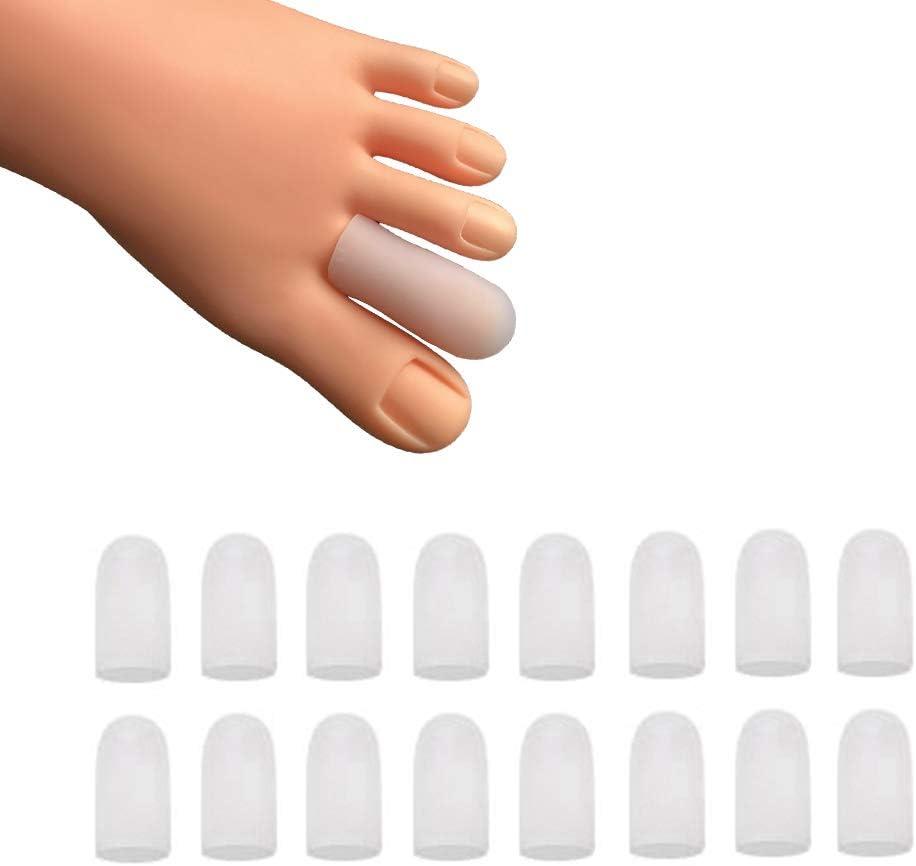 16 Pieces Toe Caps, Toe Protector Toe Covers, Toe Cushion to Protect Toe from Rubbing, Ingrown Toenails, Corns, Blisters, Hammer Toes and Other Painful Toe Problems (White)