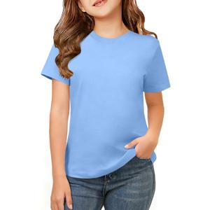 ZDC Girls Short Sleeve Shirts Crewneck T Shirts Kids Summer Tops Basic Tees 5-14 Years