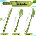 Minatee 150 Pieces Disposable Cutlery Set Plastic Silverware Heavy Duty Utensil Sets 50 Forks 50 Knives 50 Spoons for Home Office School Party Picnics Restaurant Outdoor Events(Olive Green)