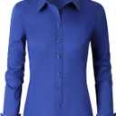 CUNLIN Womens Cotton Button Down Shirts for Women Fitted Long Sleeve Formal Dress Shirt Work Blouses Tops (M)