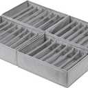 Qozary 4 Pack Drawer Organizers for Clothing, 8 Grids Foldable Closet Organizers and Storage Bins for Bedroom, Dresser Organizer Boxes for Thin T-shirts, Tank Tops, Camisoles, Tights, Leggings (Small, Gray)