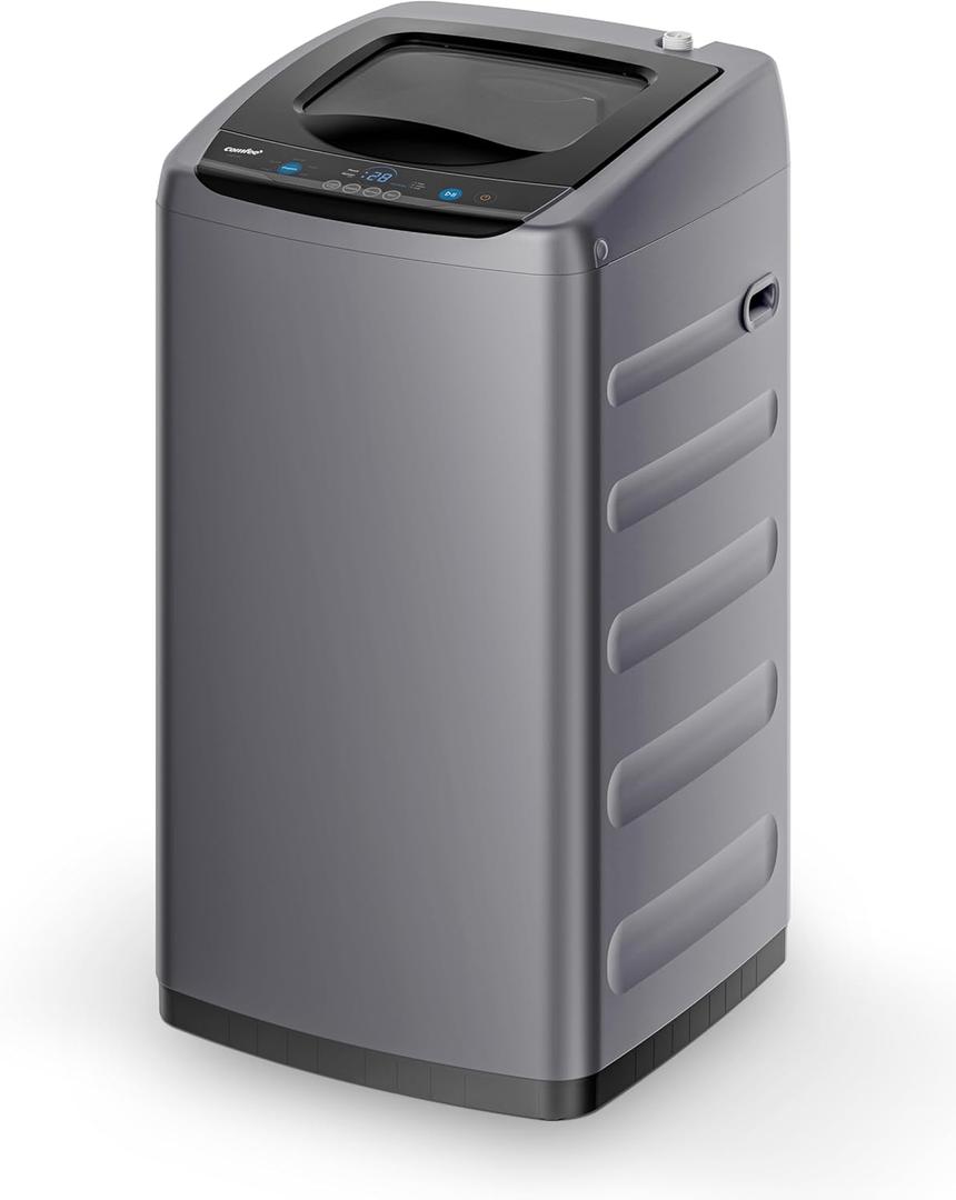 COMFEE' Portable Washing Machine, 0.9 cu.ft Compact Washer With LED Display, 5 Wash Cycles, 2 Built-in Rollers, Space Saving Full-Automatic Washer (Gray)