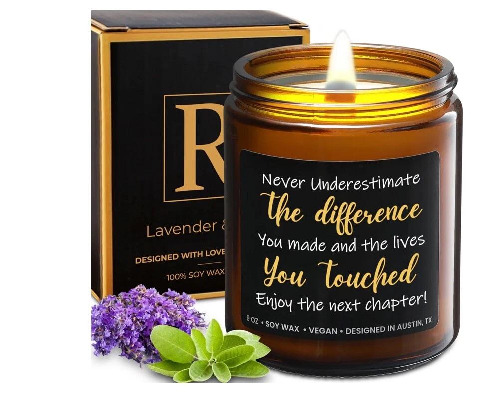 R Candle Lavender And Sage 100% Soy Wax 9oz COWORKER RETIREMENT Rosa Vila