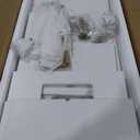 Feandrea Double Cat Litter Box Enclosure, Hidden Litter Box Furniture with Double Room, for 2 Cats, Modern Style, 47.2" Pet House Washroom Cabinet, Side End Table, TV Stand, White and Gold