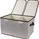 Foldable Fabric Storage Box, 16.5 x 11.8 x 9.8 inches (L x W x H), with Double-Lid & Dividers, Large Organizer for Home, Closet, Office(Grey)