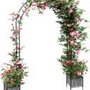Garden Arch Arbor Trellis with Planter Boxes 8.2 Ft Metal Arch Trellis for Climbing Plants Outdoor, Wedding Arches Backdrop Stand for Ceremony, Halloween, Christmas, Decorations Pergola, Black