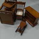 Silipull 5 Pcs 1: 12 Scale Wooden Dollhouse Furniture Set Miniature Wood Bedroom Furniture Wooden Dollhouse Accessories Encourage Creative and Imaginative Play for Kid Miniature Bathroom (Wood Color)