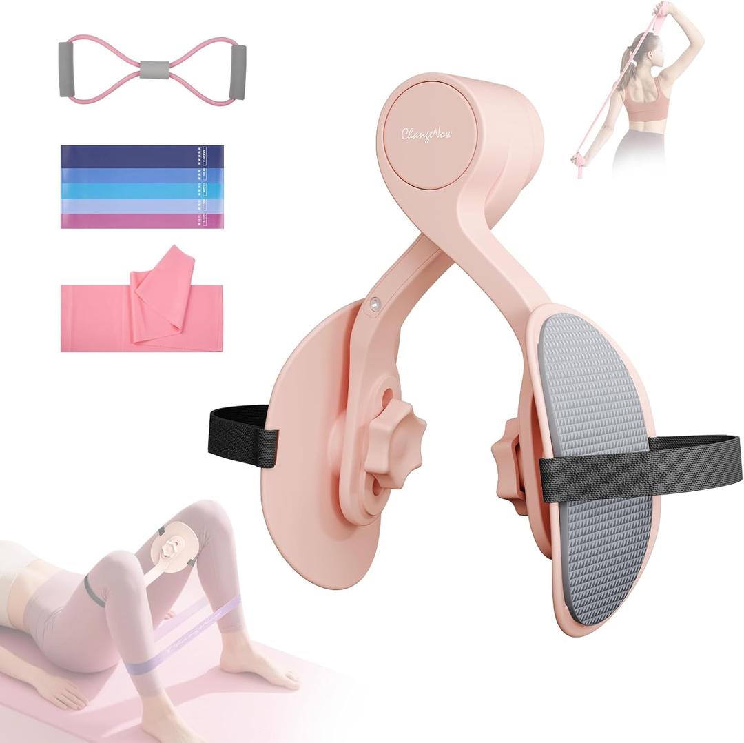 Thigh Trainer Kegel Exerciser, Pelvic Floor Muscle Trainer with Figure 8 Resistance Band, Pilates Bands, Kegel Trainer for Postpartum Rehabilitation, Trimmer Inner Thigh, Thigh Toner Workout (Pink)