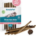 Silvervine Sticks for Cats, Chew Sticks Covered with Gall Fruit Dust - Natural Matatabi Cat Dental Care, Catnip Cat Teeth Cleaning, 6 Pcs