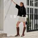 IDIFU IN3 Knee High Boots for Women Square Toe GoGo Chunky High Heeled Tall Long Fall Boot with Side Zipper Dress Comfortable Fashion Pull On Small Thick Heel Boots (7)