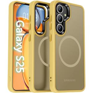 Oterkin Magnetic for Samsung Galaxy S25 Case Matte [Compatible with MagSafe][Frosted Translucent][Military Grade Protection][Silky Touch Shockproof Slim] Anti-Scratch S25 Phone Case (Brass)