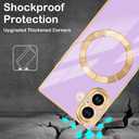 Magnetic for iPhone 16 Case Compatible with Magsafe, Scartchproof Plated Soft TPU with Full-Covered Lens Support Magnetic Wireless Charging Phone Case for iPhone 16 Purple