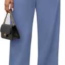 BTFBM Women's Pants 2025 Fall Elastic High Waisted Trousers Stretchy Comfy Lounge Palazzo Pant Wide Leg Sweatpants (Blue, M)