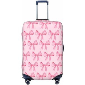 Travel Luggage Cover Pink Bows, High Elasticity Washable Travel Baggage Protector Case Fits 26-28 in